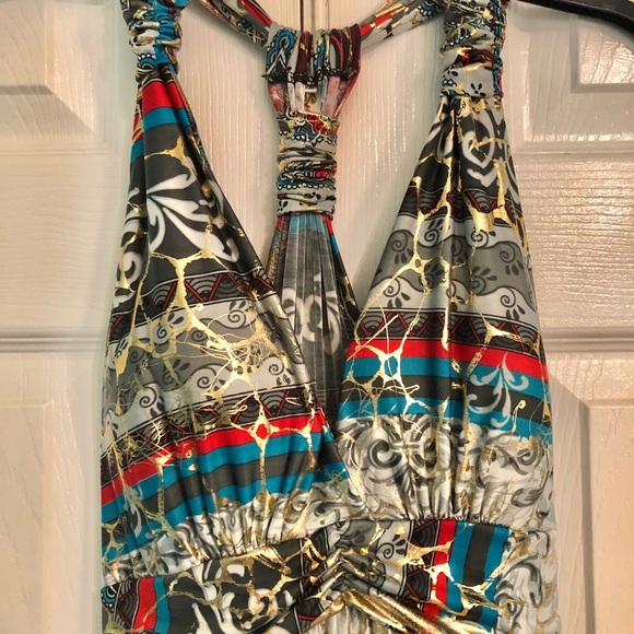 Shoreline Metallic Halter Maxi Dress - Beautiful! - Picture 3 of 8